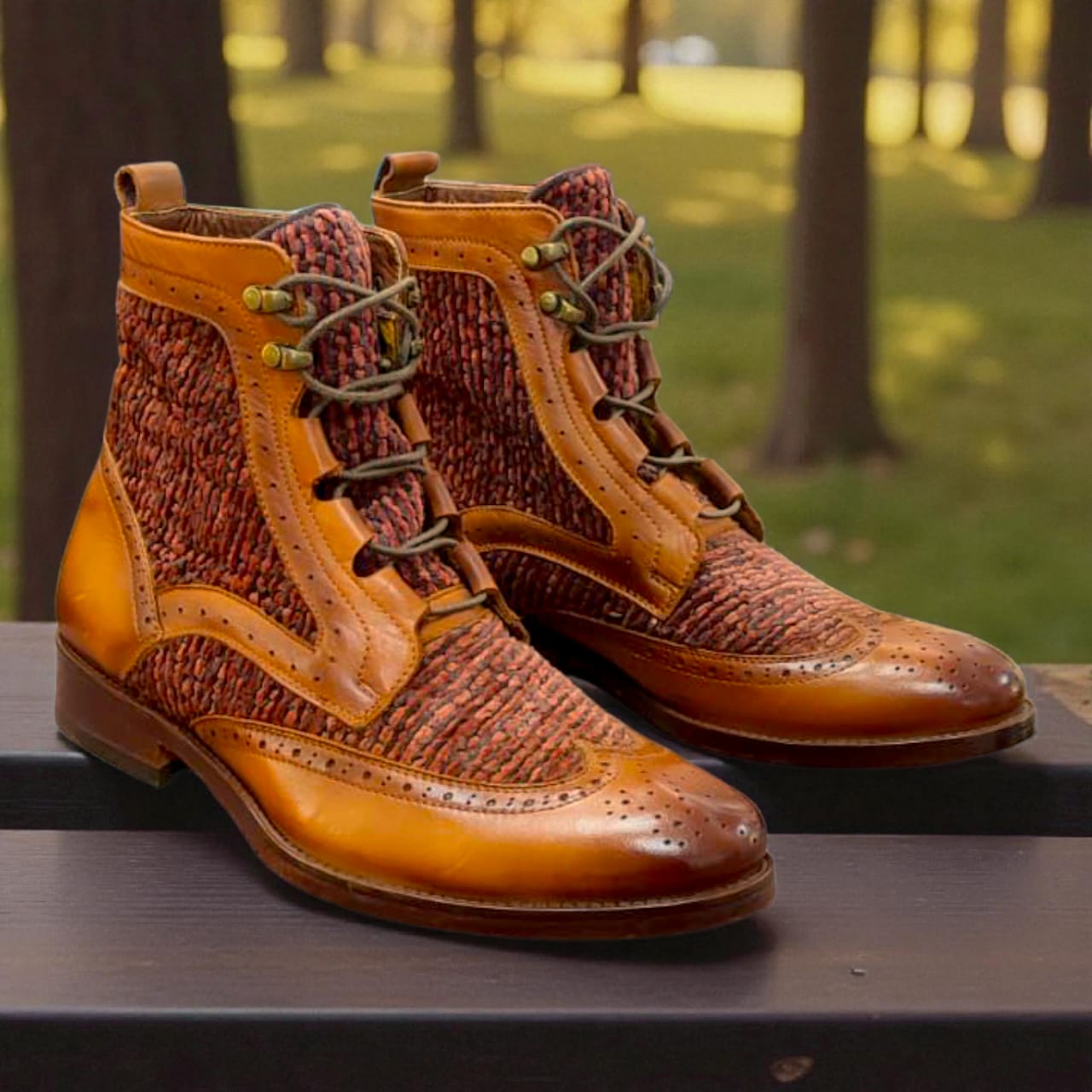 BOTIN DERBY CON TEXTIL LADRILLO TALLA 39