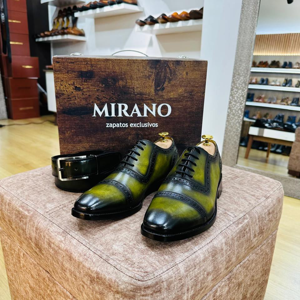 MIRANO EXECUTIVE SET Zapato Oxford Sforza Exclusivo + Cinturon + kit de limpieza + caja de lujo