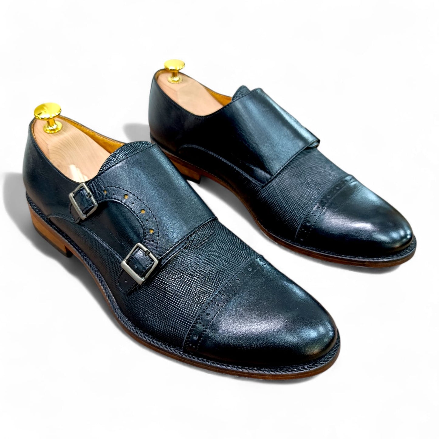 DOBLE MONKSTRAP ESTERILLADO NEGRO