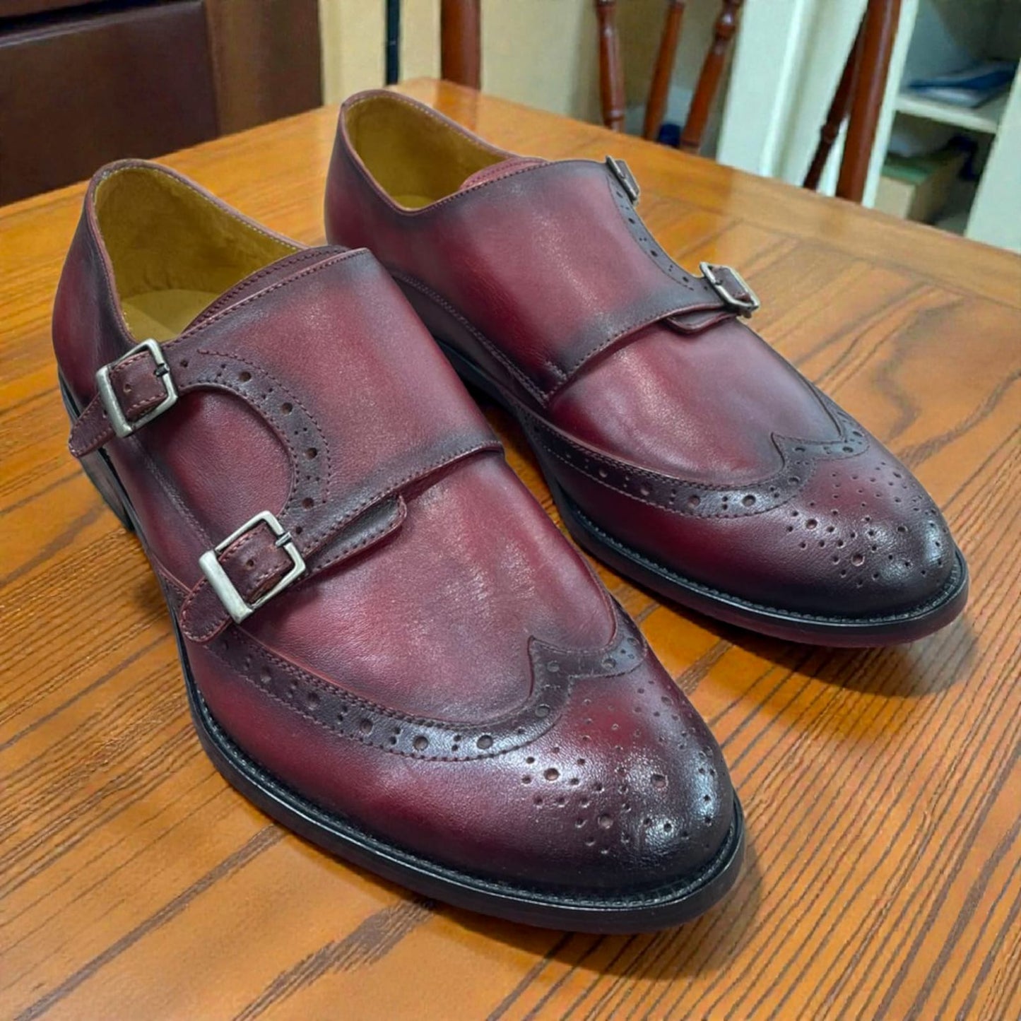 ZAPATO DOUBLE MONKSTRAP ROJIZO TALLA 42