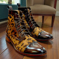 BOTÍN JACKBOOT FLORENTIC CHOCOLATE CON ANIMAL PRINT TALLA 41