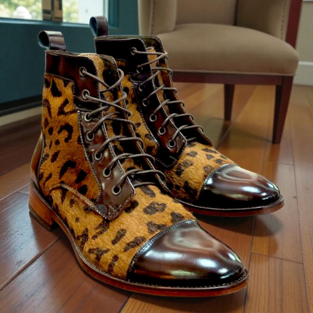 BOTÍN JACKBOOT FLORENTIC CHOCOLATE CON ANIMAL PRINT TALLA 41