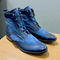 BOTÍN DERBY PANA Y CUERO AZUL TALLA 42