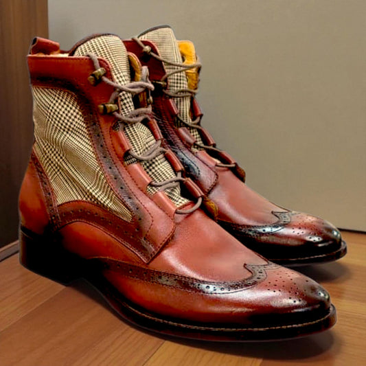 BOTÍN ROJIZO CON TEXTIL TALLA 41