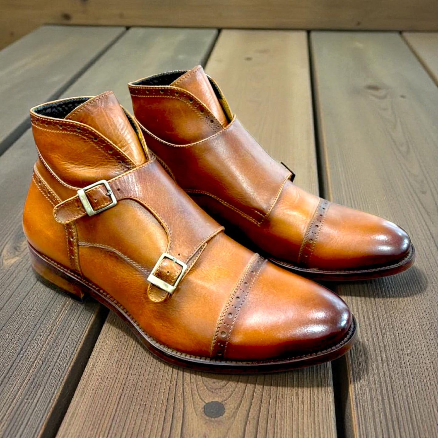 BOTÍN DOUBLE MONSKTRAP COLOR MIEL TALLA 41