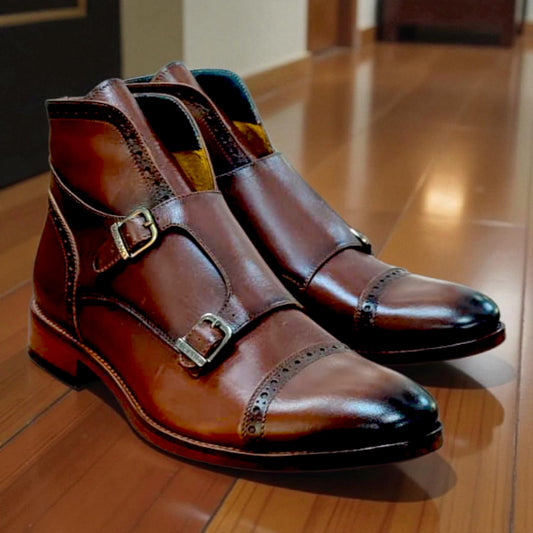 BOTÍN DOUBLE MONSKTRAP COLOR CHOCOLATE TALLA 42