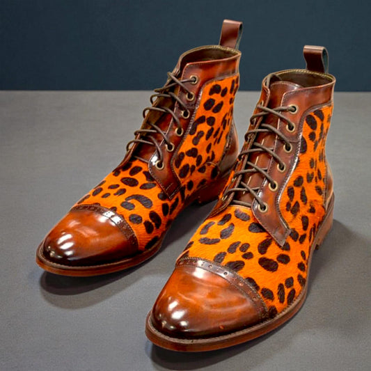 BOTÍN JACKBOOT FLORENTIC COBRE CON ANIMAL PRINT TALLA 41