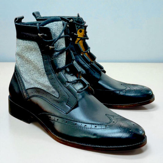 BOTÍN DERBY NEGRO CON GAMUZA GRIS TALLA 39