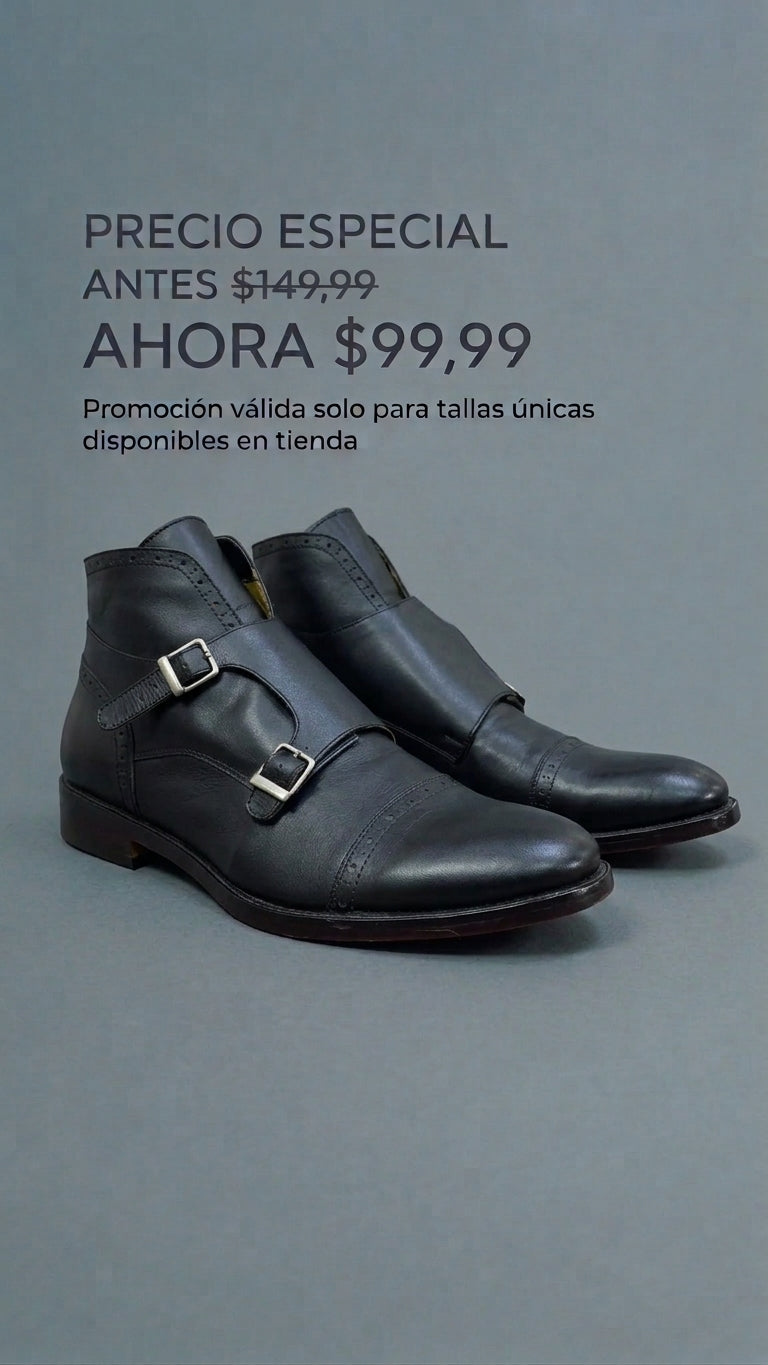 BOTÍN DOUBLE MONKSTRAP COLOR NEGRO