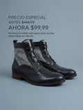 BOTIN DERBY NEGRO TEXTIL GRIS