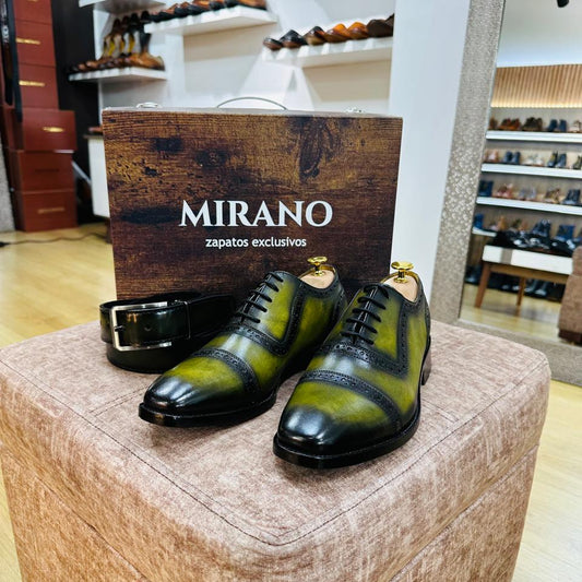 MIRANO EXECUTIVE SET Zapato Oxford Sforza Exclusivo + Cinturon + kit de limpieza + caja de lujo