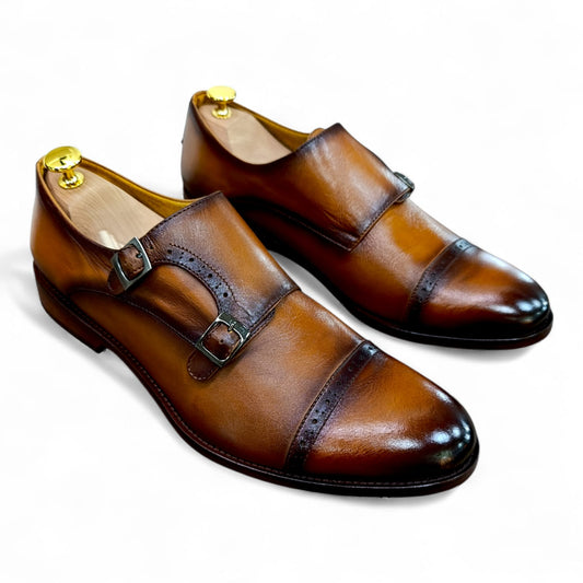 DOBLE MONKSTRAP BROGUE MIEL