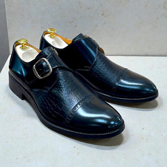 SINGLE MONKSTRAP NEGRO CUERO PRENSADO