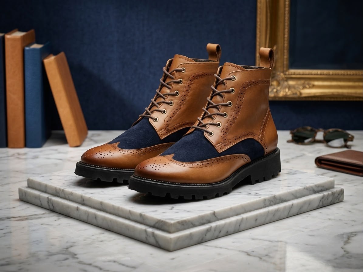 BOTIN AMX MIEL GAMUZA AZUL