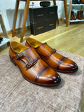 DOBLE MONKSTRAP MIEL PUNTERA TROQUELADO