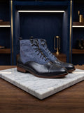 BOTIN ESCOCES - CUERO AZUL & PANA AZUL