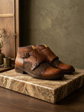 BOTIN BOSTON DOUBLE MONK CROCO COGNAC