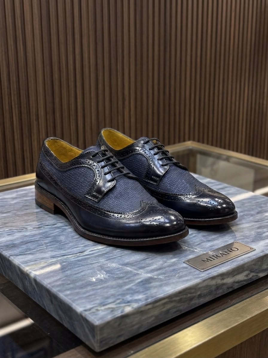ZAPATO DERBY AZUL FULL BROGUE