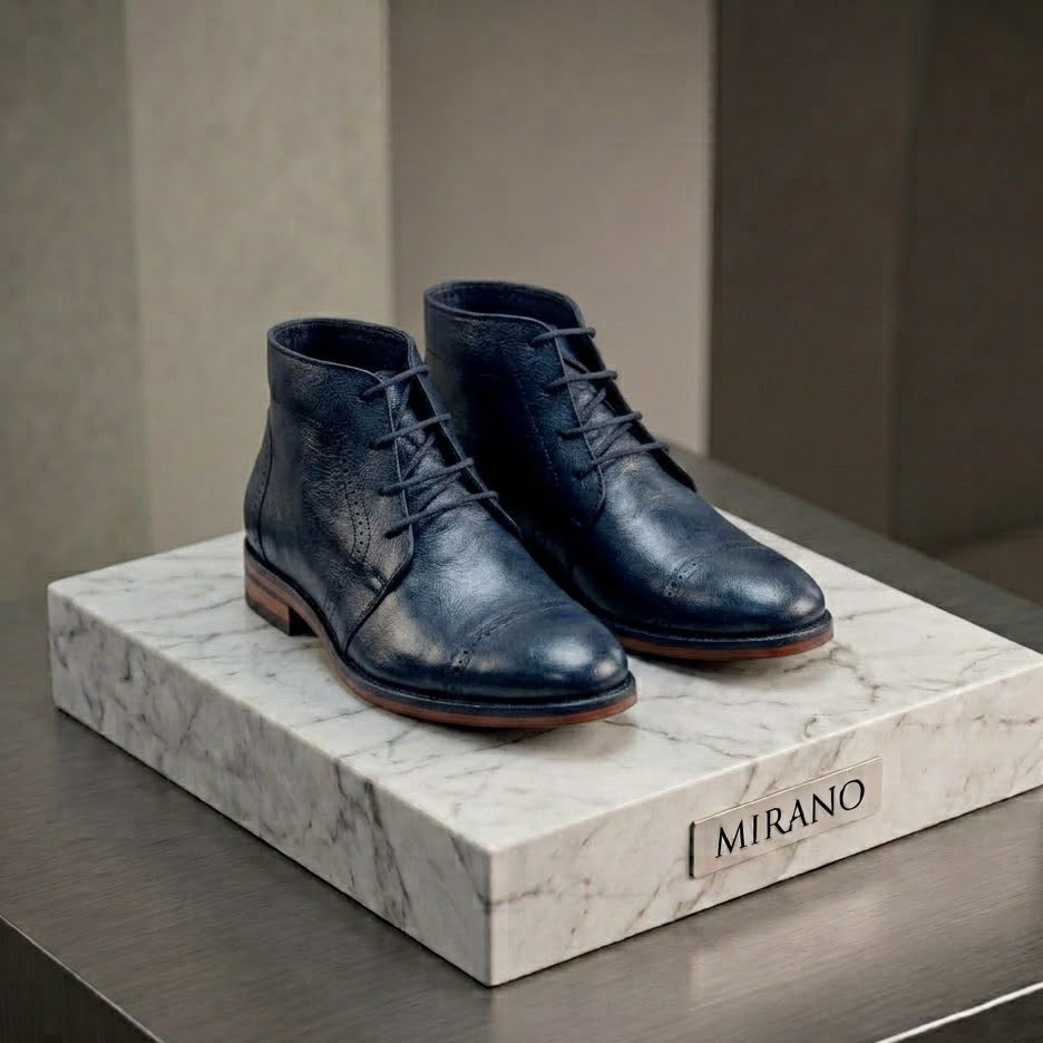 CHUKKA BOOTS COLOR NEGRO TROQUELADO PUNTERA