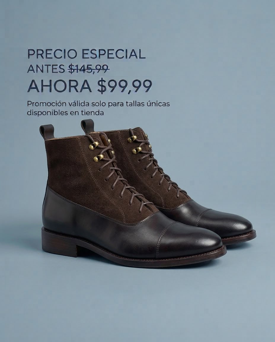 BOTIN ESCOCES CUERO GAMUZA CAFE
