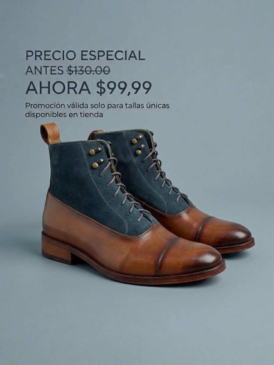 BOTIN ESCOCES CUERO MIEL - GAMUZA GRIS