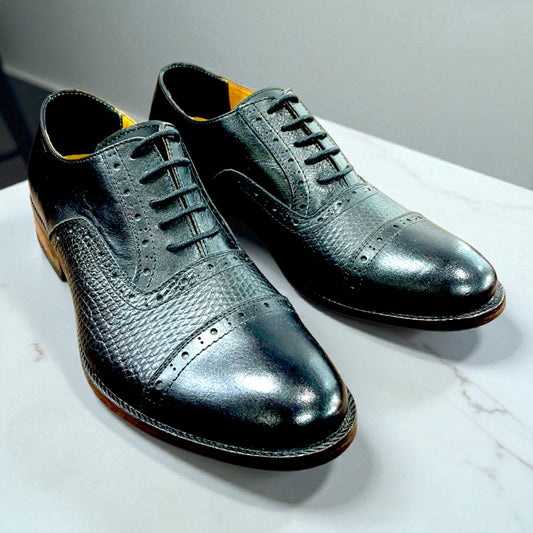 ZAPATO OXFORD BERLIN CUERO PRENSADO NEGRO TALLA 38