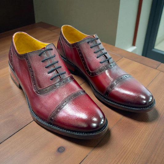 ZAPATO OXFORD VASCO CUERO MATE BORGOÑA TALLA 38
