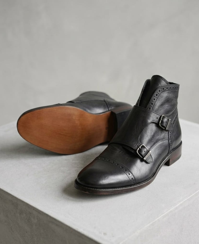 BOTÍN DOUBLE MONKSTRAP COLOR NEGRO