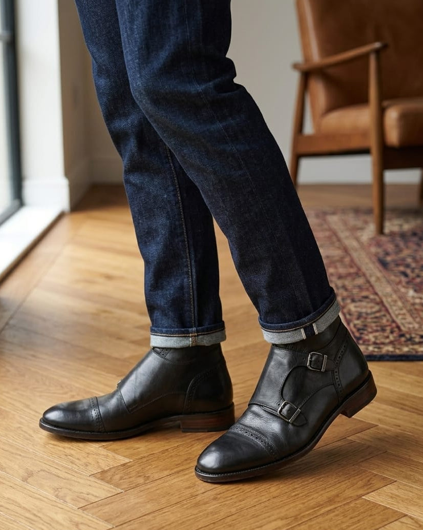 BOTÍN DOUBLE MONKSTRAP COLOR NEGRO