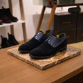 ZAPATO DERBY AZUL GAMUZA